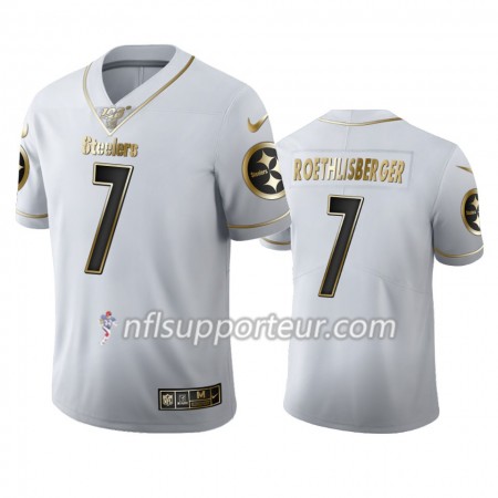 Maillot Homme Pittsburgh Steelers Ben Roethlisberger 7 Nike Blanc Golden Edition 100th